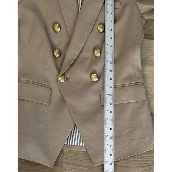 Veronica Beard | Empire Khaki Linen & Cotton Dickey Blazer | Size 2 - Picture 6 of 12